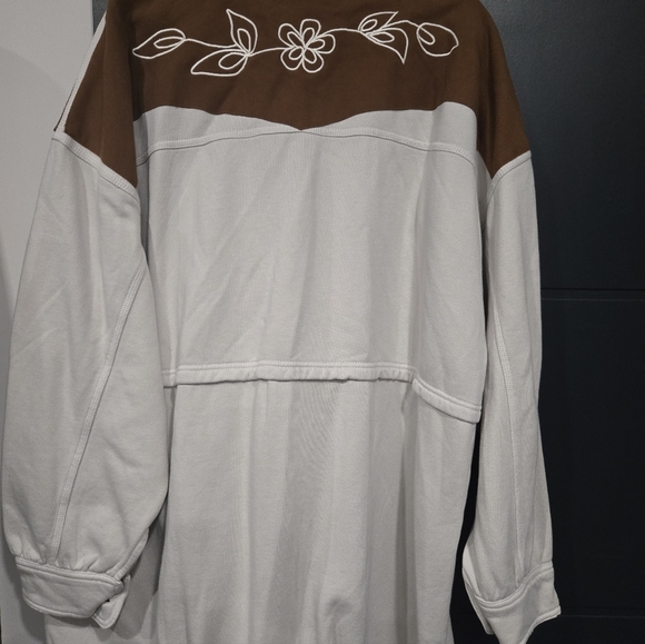 Embroidered Brown and White Jacket Tricia Fix XFree People Cowgirl Cardi XL Nwt - Picture 7 of 8